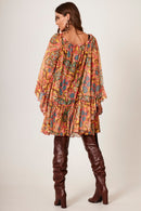 Vestido Curto De Tule Ciganinha Salmão Yacamim D24