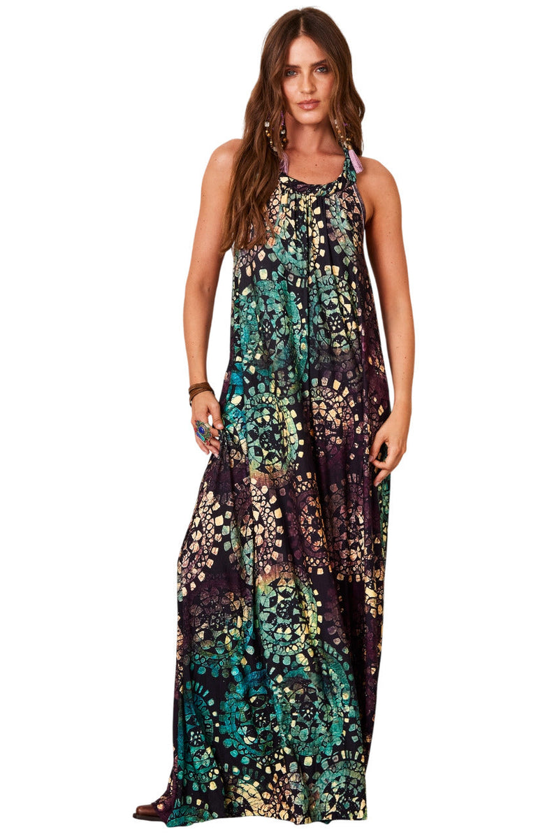 Vestido Longo De Malha Estampa Digital De Batik Yacamim D7