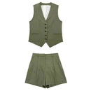 Conjunto Alfaiataria Feminino Short e Colete - Cristine Verde Militar