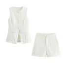 Conjunto Alfaiataria Feminino Short e Blusa - Manuella Offwhite