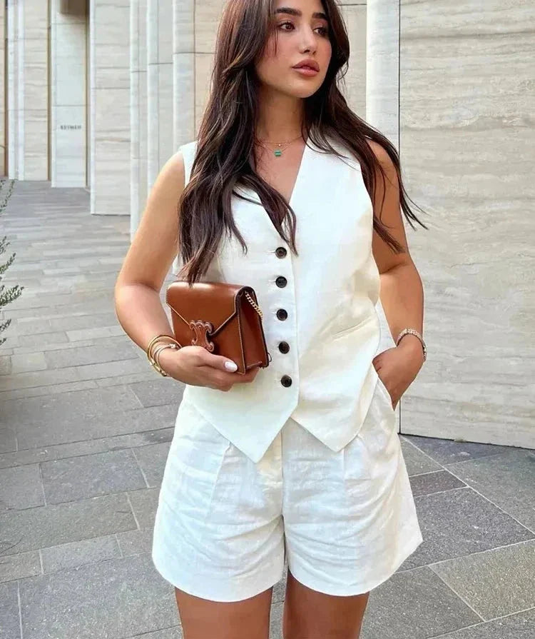 Conjunto Alfaiataria Feminino Short e Colete - Cristine