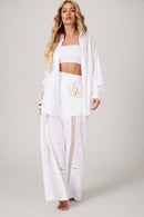 Calça Broderie Com Rendas Branca Yacamim A17