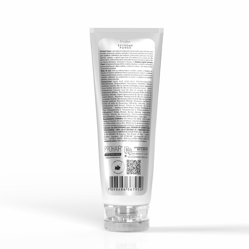 Gelatina Capilar Para Cabelos Cacheados Extreme Power 250ml